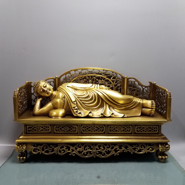 大号铜睡佛卧佛摆件铜如来佛释迦摩尼佛家居大号佛堂风水工艺品