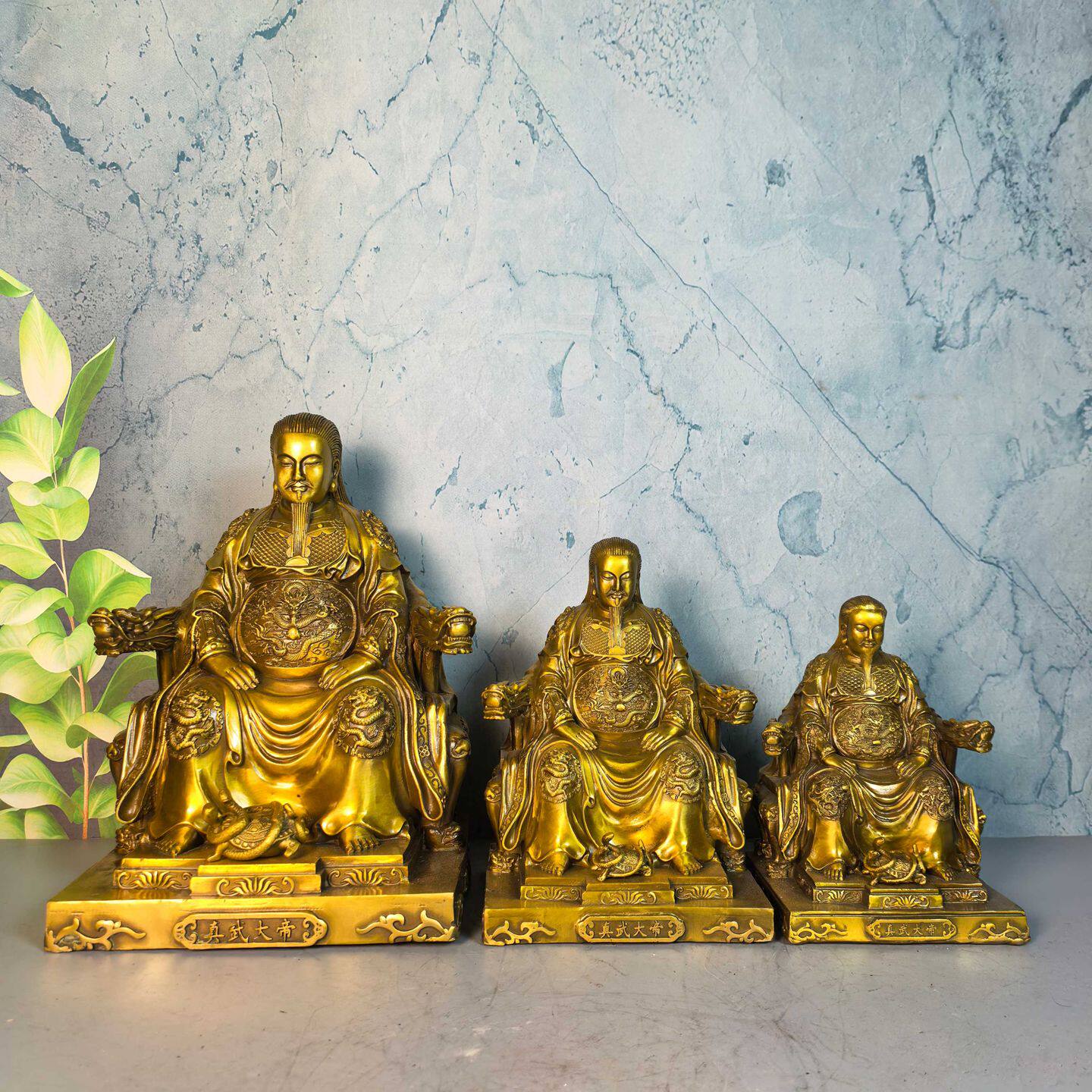 铜真武大帝坐像摆件大号玄天祖师爷大小号家居佛堂桌面供奉工艺品