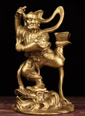 铜中式书房魁星点斗踢斗桌面摆件