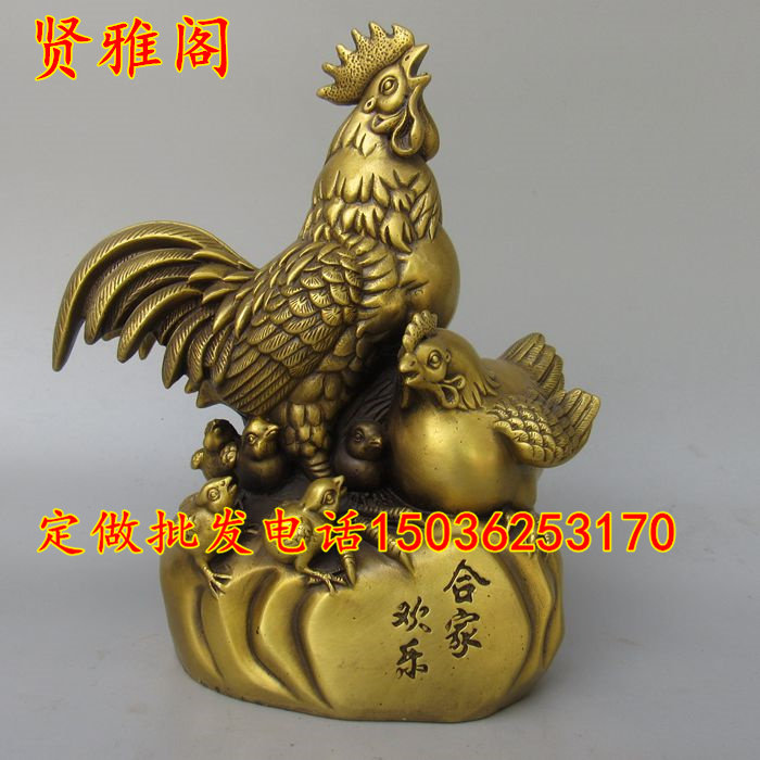 铜鸡摆件公鸡母鸡小鸡一家亲一窝鸡阖家欢乐家居风水招财用品装饰