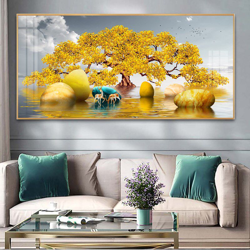 发财树客厅沙发背景墙挂画2v024新款装饰画高档大气轻奢高级感壁
