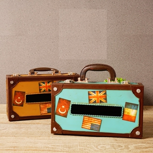 铁艺汽车美式纸巾盒复古餐厅纸巾收纳盒茶几工业风摆件.个性装饰