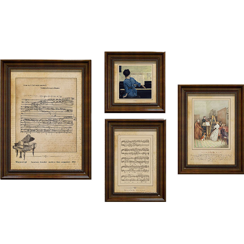 美式复古音乐钢琴教室装饰画客厅乐谱沙发背O景墙挂画玄关走廊壁图片