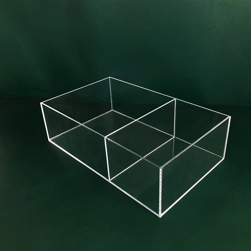 透明两格收纳盒亚克力展示托盘分格化妆品置N物架方形桌面储物定