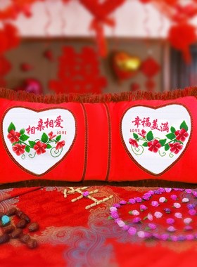 2019新款十字绣枕头结婚双人长枕套情H侣送礼物自己绣十字绣枕头