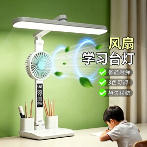 日本进口台灯护眼学习专用带风扇