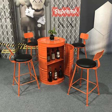 工业风组酒吧油桶散台卡座桌创意户外休TMP息铁区商用椅艺高脚桌