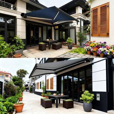 遮全盒电动伸缩臂式自阳棚WZD动遥控带灯手铝合金雨蓬庭院阳台雨