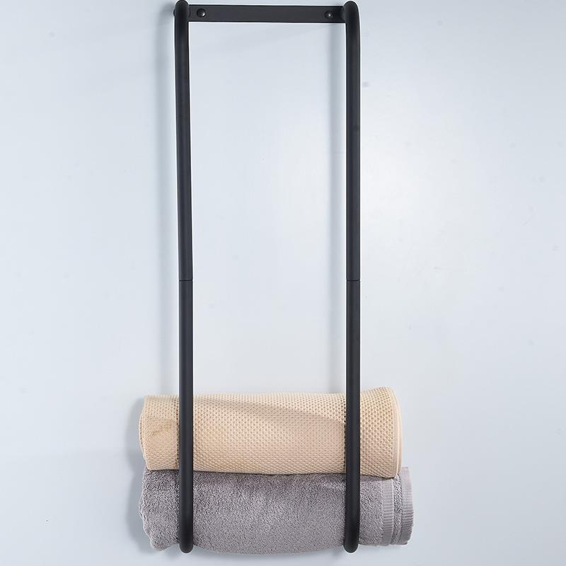 1双杆浴室生间TEU浴巾收纳架卫墙面壁挂式免打孔毛巾置物2架