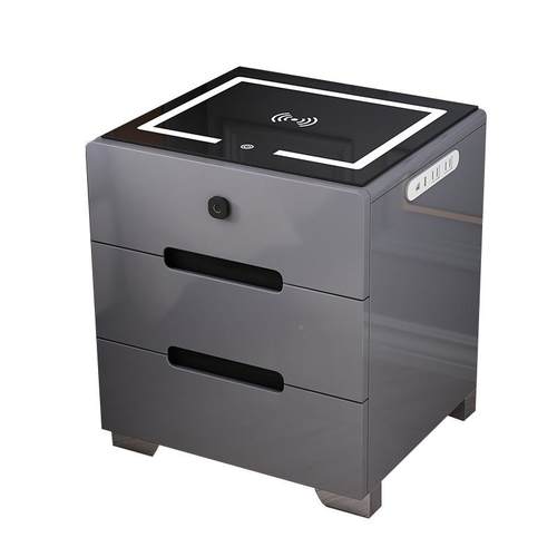 烤漆智能床头柜现简约代实木轻奢纳线多功能带灯无CXT充电收储物