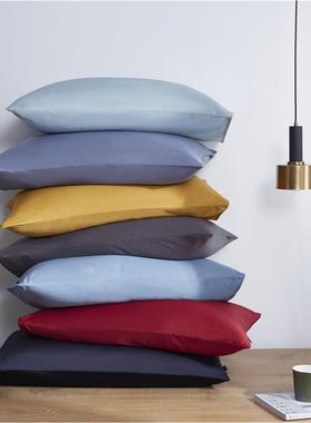 6一0支长绒棉头纯色枕套4全棉枕AL101120套单人学生纯棉枕芯套8x7