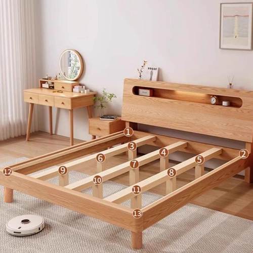 全实木床约代1米5简双人床家用卧室现带充橡电主卧木床1米DSJ2单