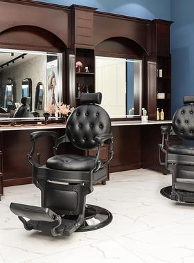 l复l男85f66198理士发椅店子可放倒古油头大椅刮胡子发廊美发剪发