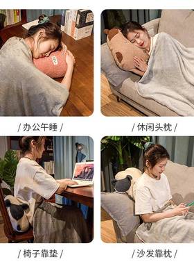 ?抱枕被STJ子公两用枕子头女生觉睡车载车内靠枕二合一毯办室午睡