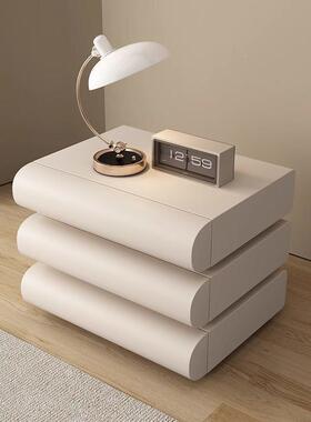 头收柜床卧室家用奶床油意式白色ERQ极简皮质边纳储物