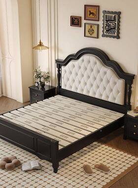 法式复约古实木床美式主卧1.8米双婚人床1.米现代简TOR轻奢5美式