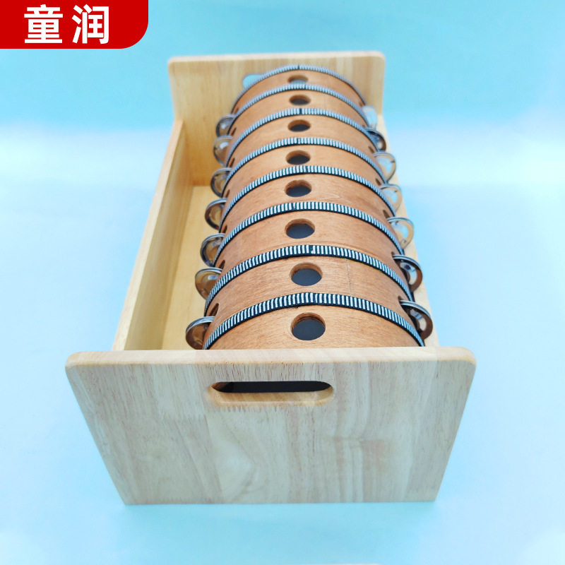 套装音乐玩具铃鼓幼儿园奥尔夫乐器套装6寸单排胡桃色铃鼓加盒子