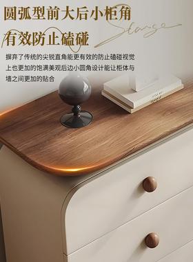 款卧室梳妆风化KYW台斗柜一体实木妆桌简约现代胡桃木新中古奶油