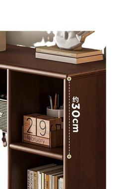 桃实木书架胡柜木DNX格子架置物落地客厅柜子储物一体储物靠墙书