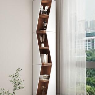 玄角关书柜拐角三墙角置物架柜转角柜靠873墙歪柜角落意角柜弧创