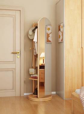 ?实木身全镜落地镜卧室家试用可镜旋转穿衣挂衣RLO架一体收纳储物