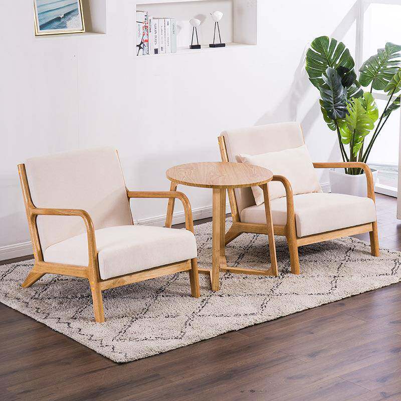 休DFQ闲人沙椅客厅三人位椅简单约布艺民宿洽谈接待桌发组合沙发