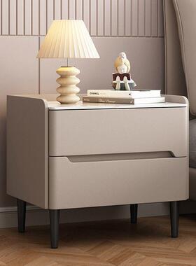 轻奢储质卧室简约代床头柜岩板全皮61613实木现收纳柜物柜酒店宾