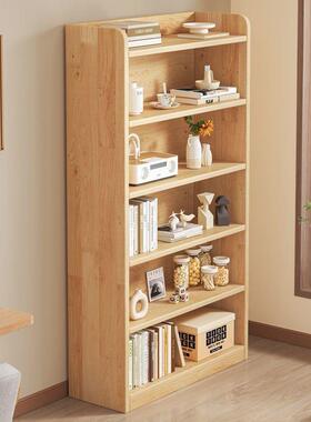 AOW实木书落地置物架一架体靠墙收儿纳储物柜子童学生书桌用旁家