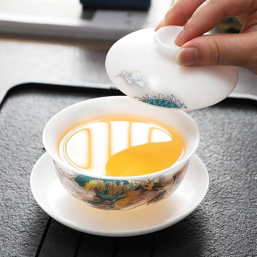 德化白瓷冰种玉瓷茶具套装家用茶盘小型办公室客厅商务高端