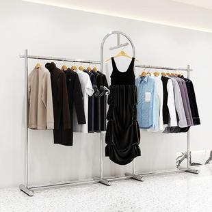 轻奢不童锈钢服装 店陈列挂衣架男服 展示架落地KTY式 衣正挂架女装