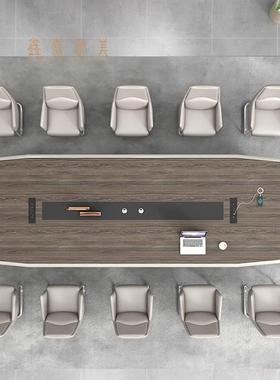 会议桌椅组tb-61368合办公长漆桌简约现代烤长双会议室开会洽谈接