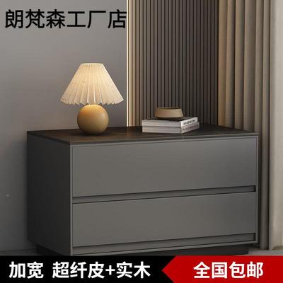 大坪数床头柜实木设意式极简免Z-30安代装收纳轻柜现简约奢计师床
