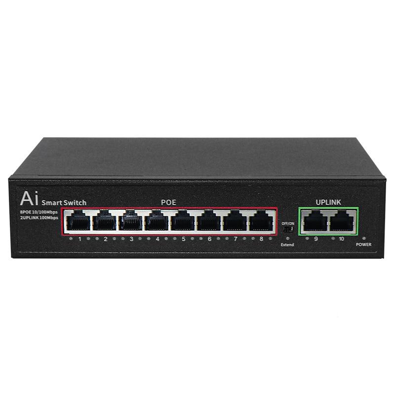 1O8标口准POE网络交换机0口12口国标PE供电5POE交换2V百兆网络口
