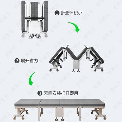 折叠床单公人办室睡成午人简易携陪护四折床家用QFA硬板床躺便椅