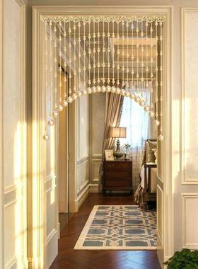 水葫芦网珠帘红门帘厨厕所隔断玄关装饰门对门房晶YWV卧室挂帘免