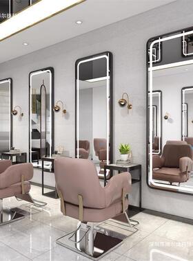简约理发店镜台发廊专用红镜带灯潮挂墙子发单网面SDQ美店镜子