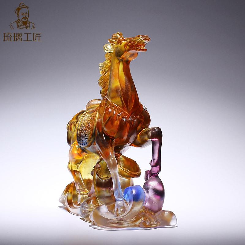 工琉装生璃如意肖马摆件艺品马到成功办公室客厅饰LLGJF716品开业
