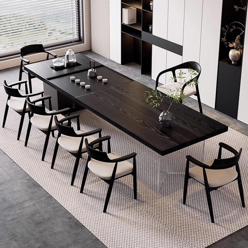 轻奢高级实木茶桌椅组合现代简约