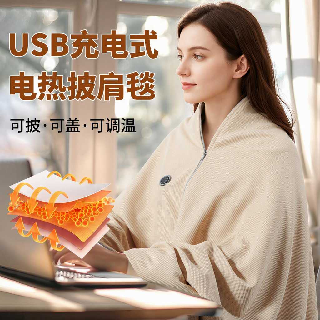 可水洗电加热暖身披肩办公家居
