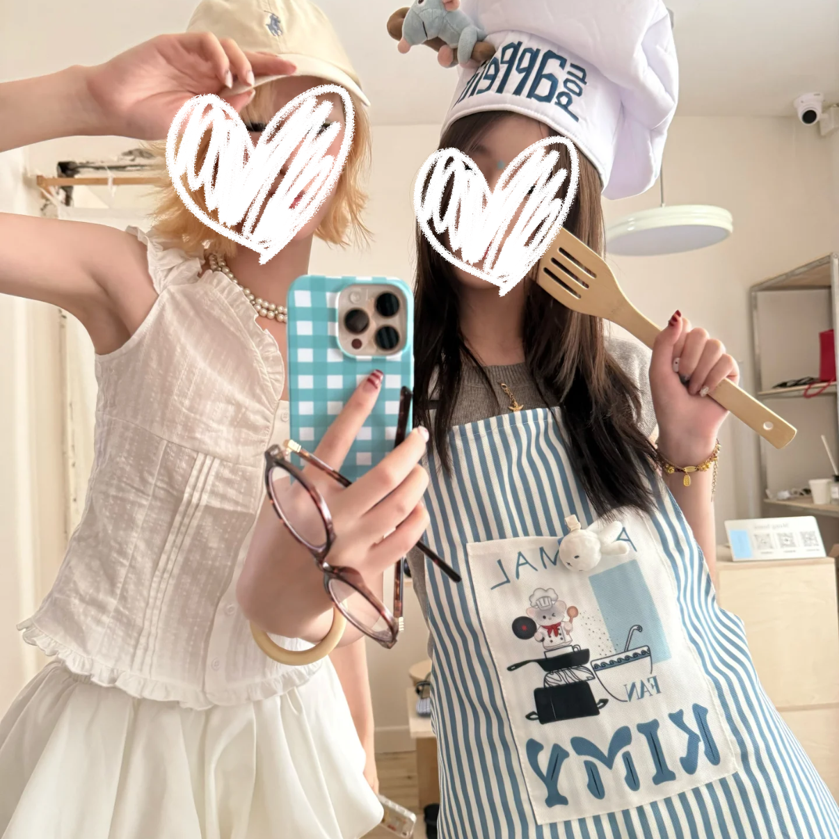 可爱厨师围裙宽松男女厨房罩衣