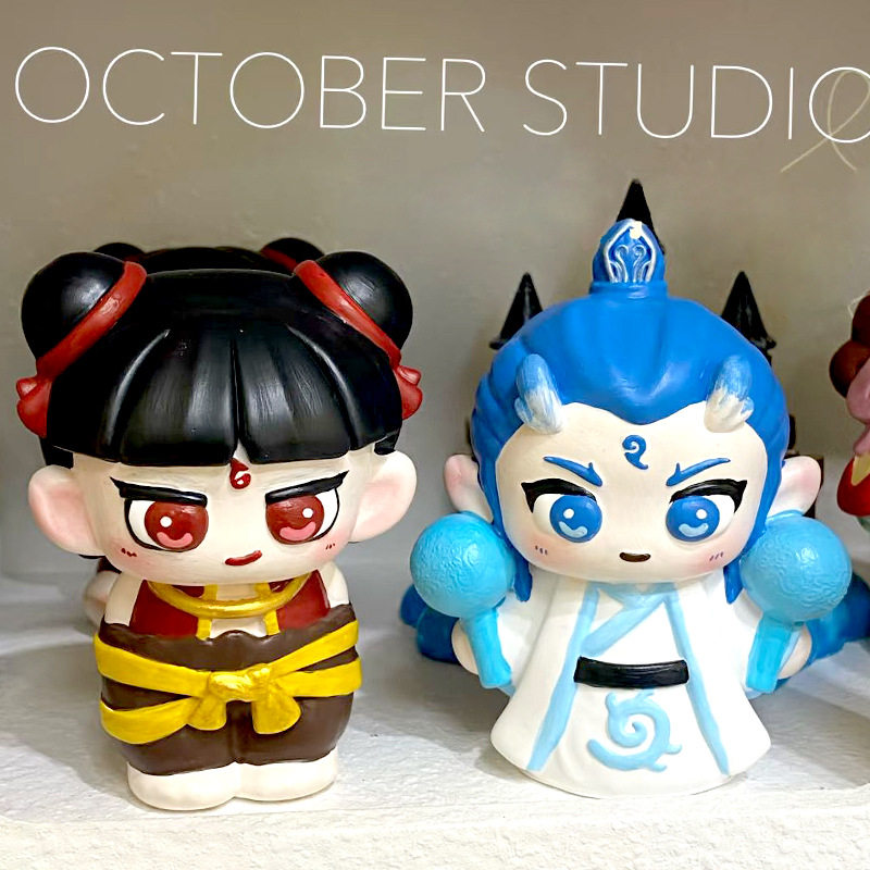 哪吒石膏娃娃涂色颜料立体diy创意填色儿童画画益智手工涂鸦