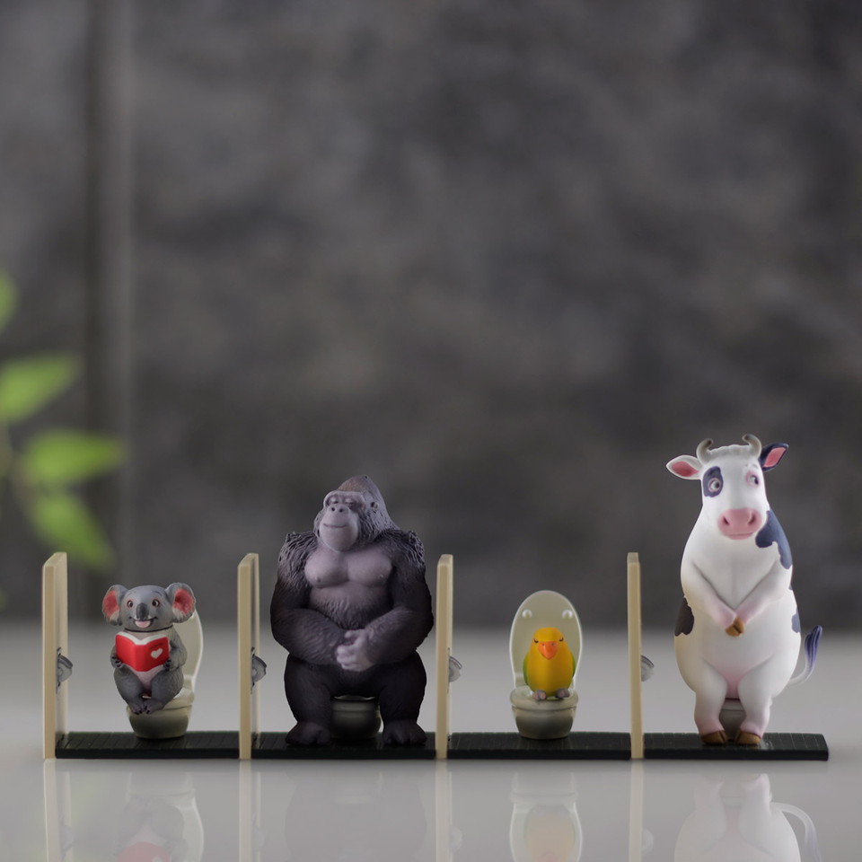 【木野日谷】预售海洋堂扭蛋佐藤邦雄动物厕所时间2马桶上的猩猩