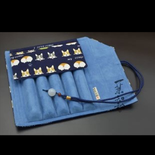 现货一叶知秋手作可爱动物手工布艺钢笔收纳笔袋笔包卷笔帘