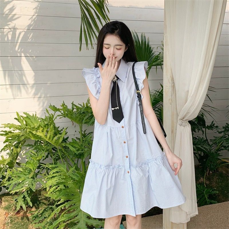 夏季学院条纹衬衫可爱小
