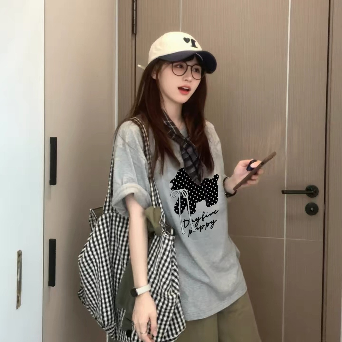 灰色短袖t恤女2026新款韩