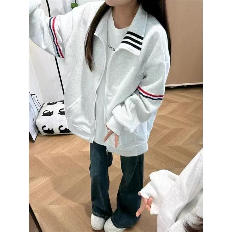韩系慵懒风立领卫衣外套