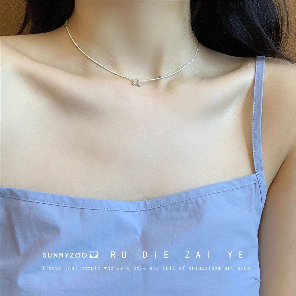 桃思竹 小樱桃 定制mini小众哑银色清冷感简约气质叠戴锁骨链,饰品/流行首饰/时尚饰品新,链条,淘宝优惠券,粉丝福利购,淘宝优惠卷