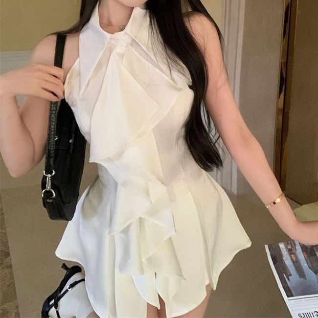 夏季小众中长款衬衣女白