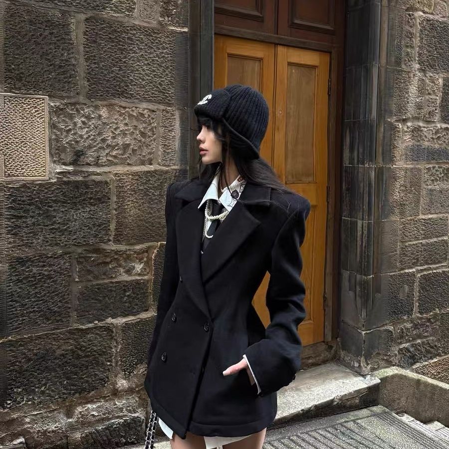 黑色西装连衣裙女小个子