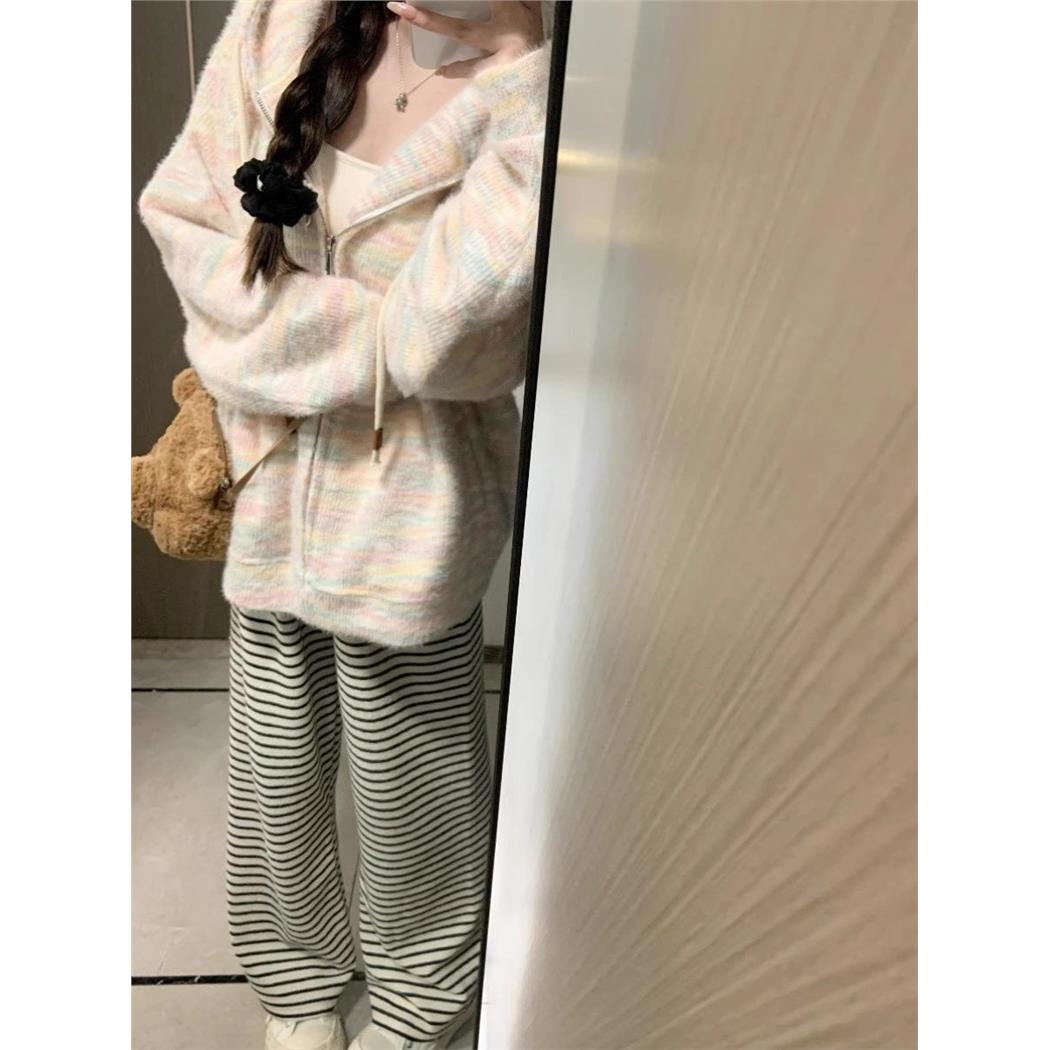 奶fu慵懒风连帽宽松针织